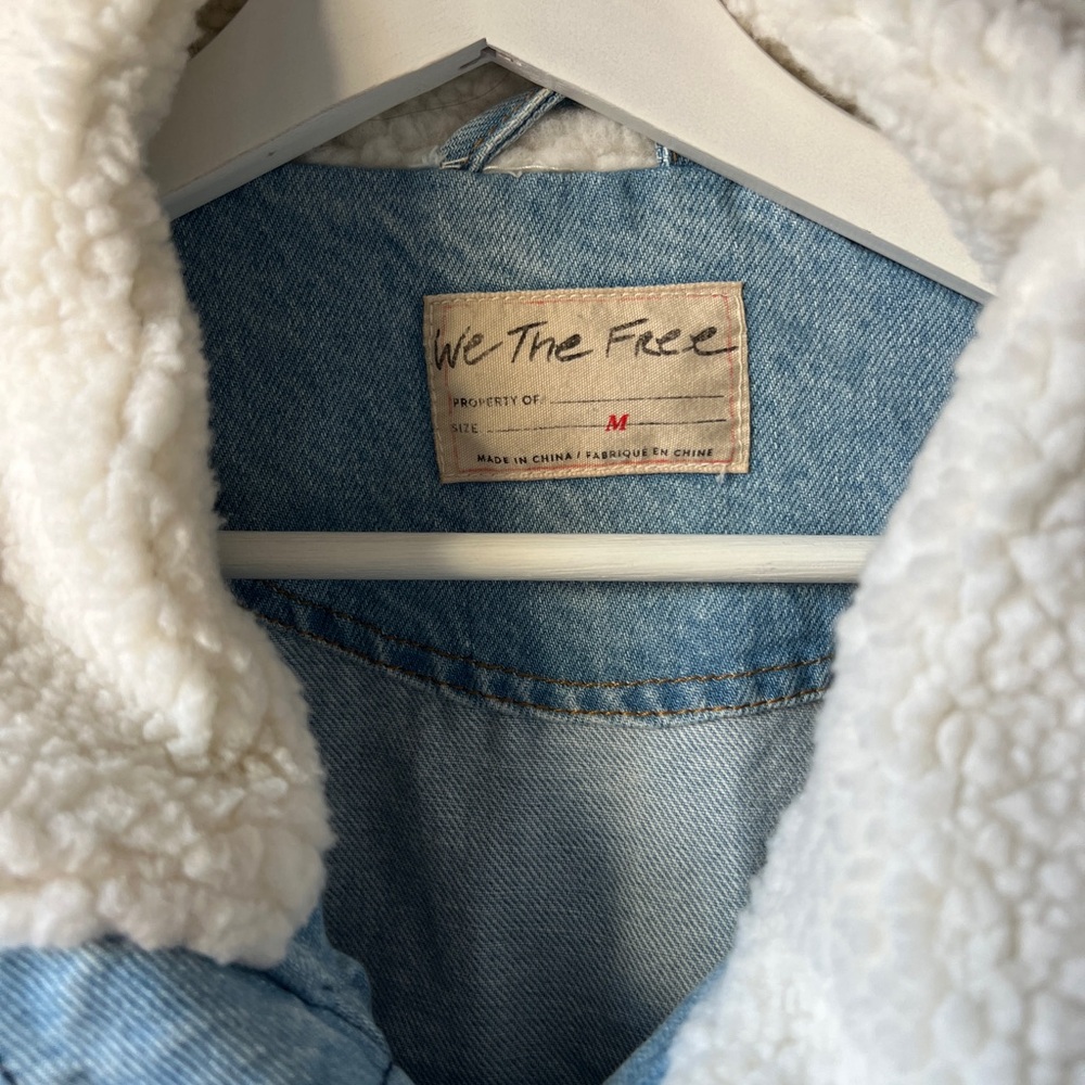 Free People Ariel Cozy Denim Bomber Jacket - Picture 5 of 9